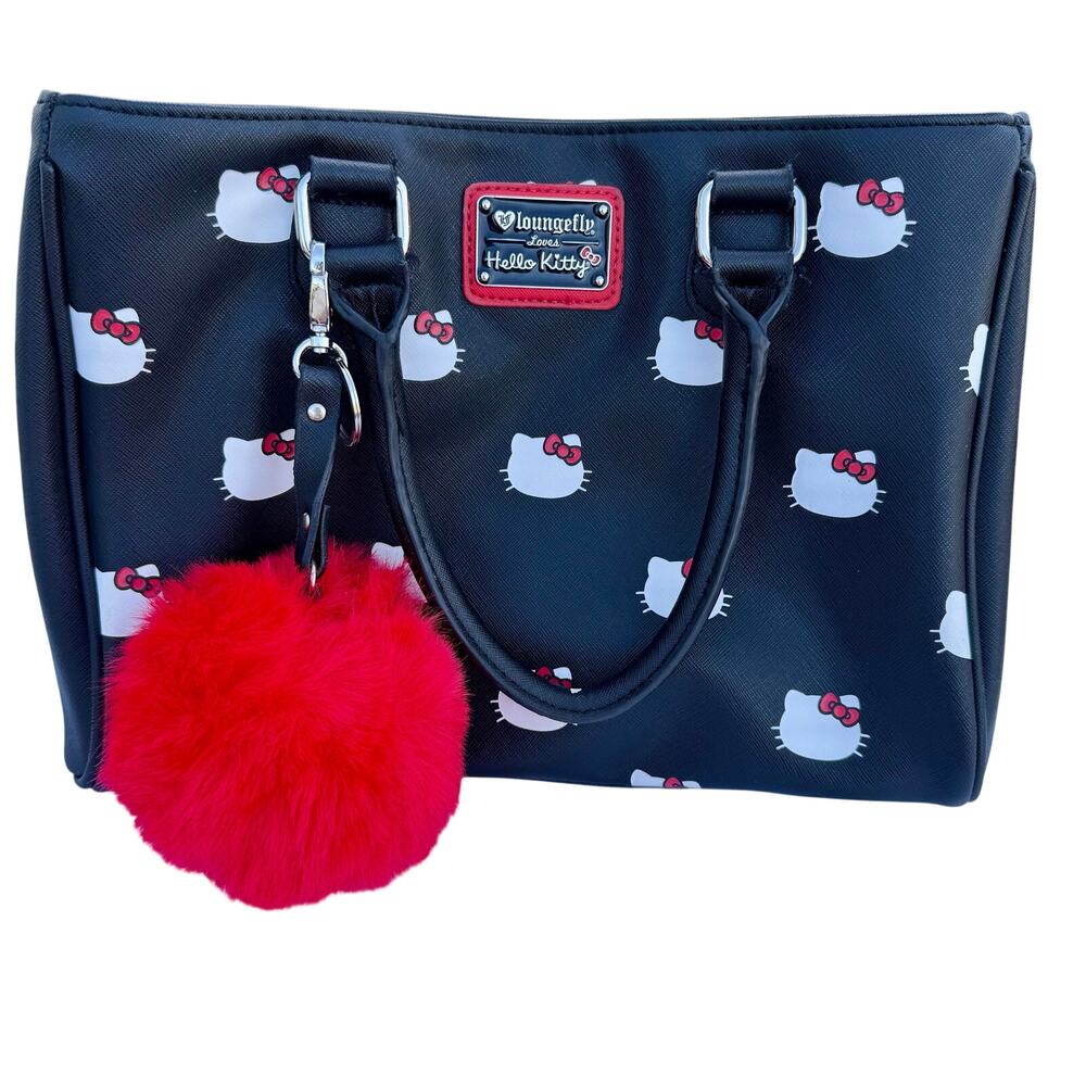 Rate hello kitty head print loungefly loves purse black red, Pom Pom, sold out